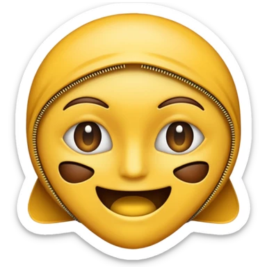 A zipper face. Half yellow half brown. No background. Make it look like an emoji sticker
