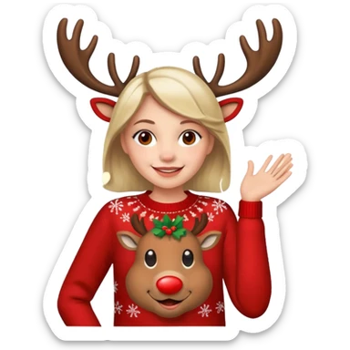 Emma with à reindeer Xmas jumper sticker