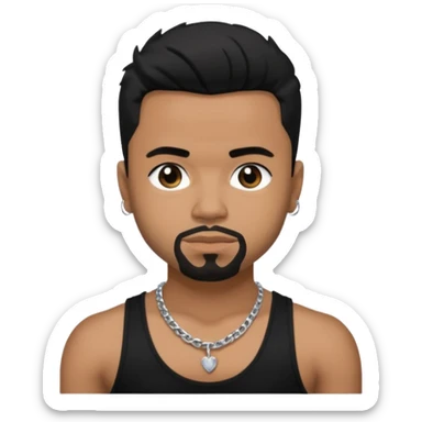 Raz B medium dark skin, black hair, black tank top with necklace sticker