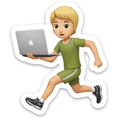 cute olive running holding a laptop sticker