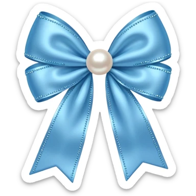 Soft blue bow with hanging pearl  sticker