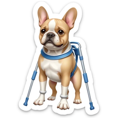 French bulldog in crutches  sticker