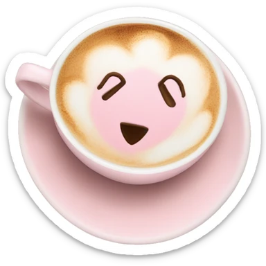  pale pink coffee mug heart shaped cappuccino sticker