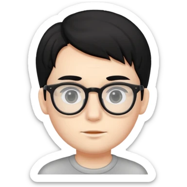 very much very white skin boy with black hair and glasses  sticker