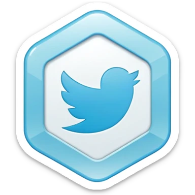 Twitter verification checkmark badge, light blue irregular octagon with white checkmark sticker