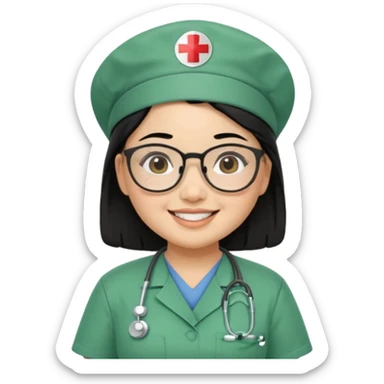 Open


Open


Open


Open
FILIPINA FEMALE NURSE, CHUBBY, BLACK HAIR, WITH GLASSES, GREEN SCRUBS, AND CAP, SMILING sticker