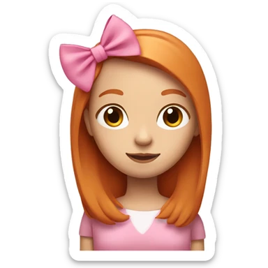 Ginger girl with straight hair and pink bow in hair sticker