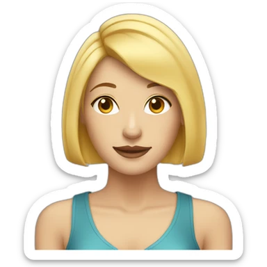 Blond lady with bob haircut and a Pitbull dog sticker