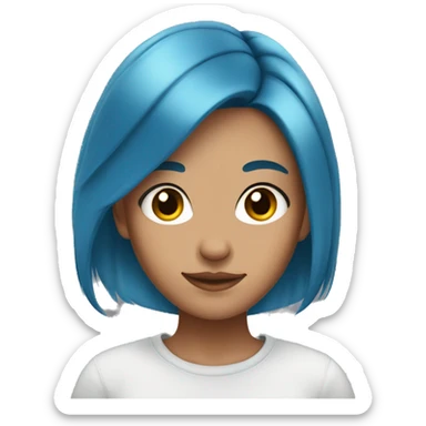 1 teen girl with blue hair and brown eyes sticker