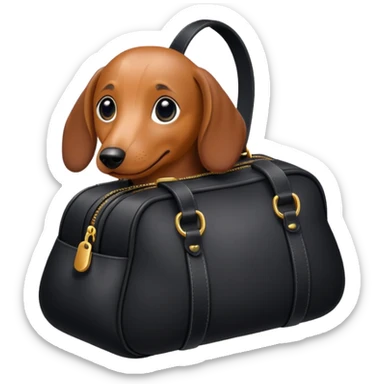 a black bag shaped like a dachshund sticker