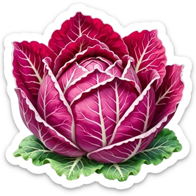 red napa cabbage leaves only, no green, all red, no face sticker