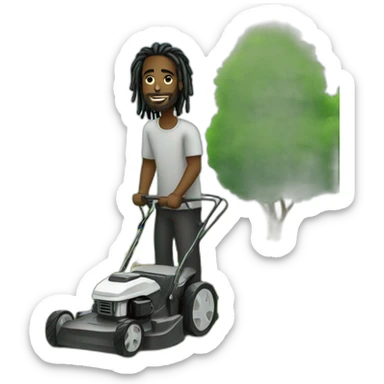 Dark Black man with dreads mowing sticker