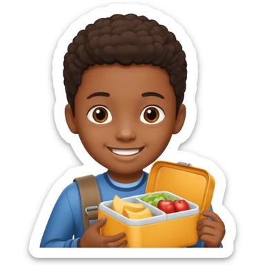 black child with lunchbox sticker