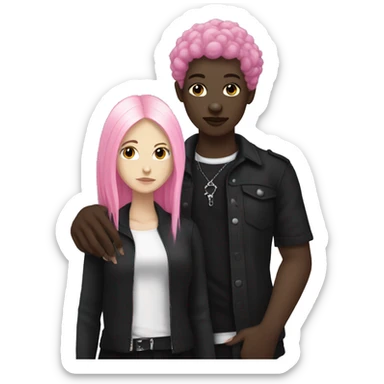 Goth black teen holding hand of pink haired white woman  sticker