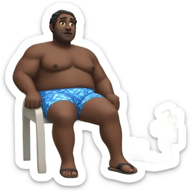 fat black Roman in swimsuit by pool sticker