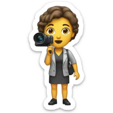 journalist with full body holding a micro at her mouth sticker