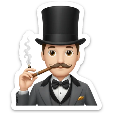 a sophisticated gentleman with a top hat, monocle and cigar sticker