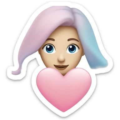 light pink and light blue gradient heart sticker