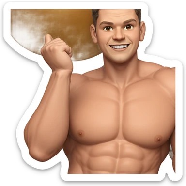 smiling muscular male portrait sticker