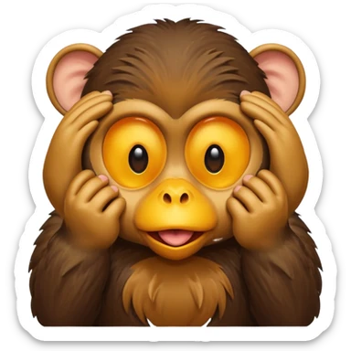 I want duck 🦆 emoji and monkey 🐒 emoji mashed together making a monkeyduck covering his eyes see no evil sticker