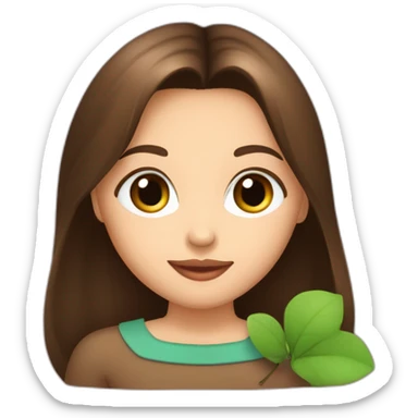 Fille de brune belle nez rond bouche en cœur yeux marron vert en amande sticker