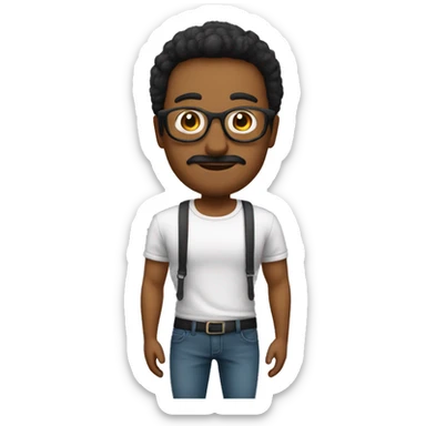 pelo negro sin barba sin bigote cuerpo entero con gafas sticker