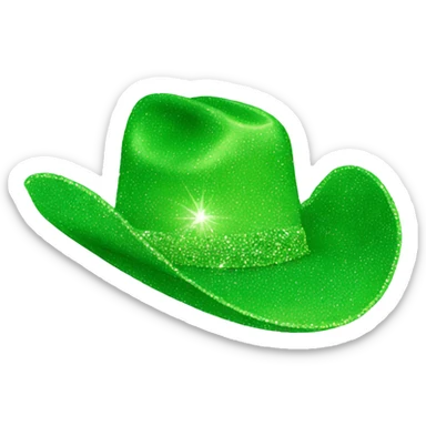 lime green sparkly cowgirl hat sticker