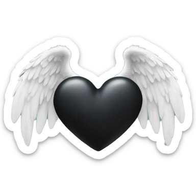 Black heart with angel wings sticker