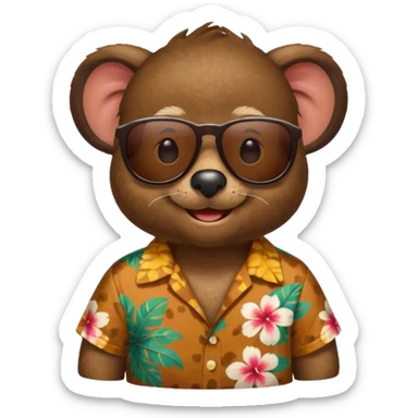 mole with aloha shirt wearing sunglasses sticker