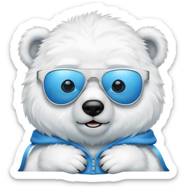 baby Polar bear with blue sun glasses sticker