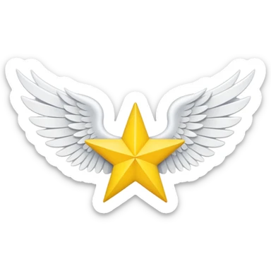 An image with wings on a star based on the star and wings of the basic emoji of the iPhone. not 3d just plat sticker