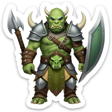 orc warrior with tusks and armor sticker