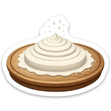 pour flour on circular wooden plate with curved edges sticker