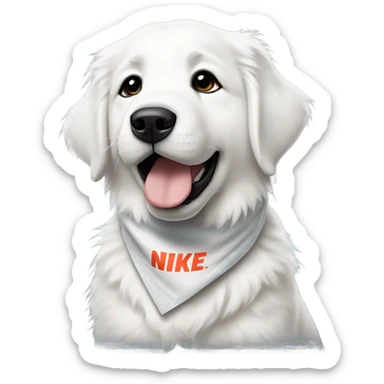 Great Pyrenees puppy with Nike sticker