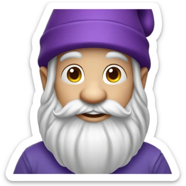 Gnome with purple hat smiling sticker