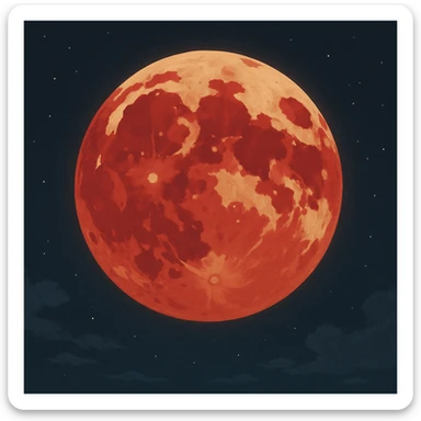 blood moon with smoother craters, two-tone fill: beige and dark red sticker
