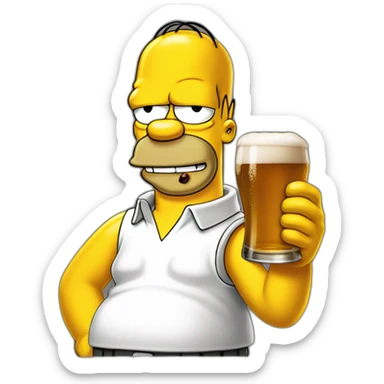 Homer simpson boit une bière sticker
