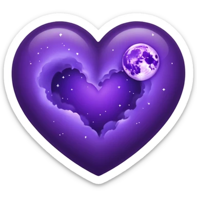 dark purple heart with a purple Moon sticker