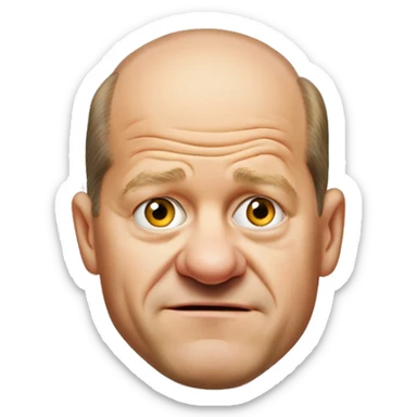 photorealistic Olaf Scholz embarrassed, guiltily shrugs sad sticker