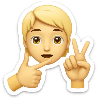 a yayayoyo style face and hand emoji pointing to question and answer  sticker