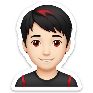 a boy with black hair and red streaks  sticker