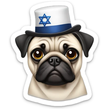 pug with jewish hat sticker