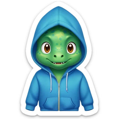Cute Dinosaur in a hoodie sticker