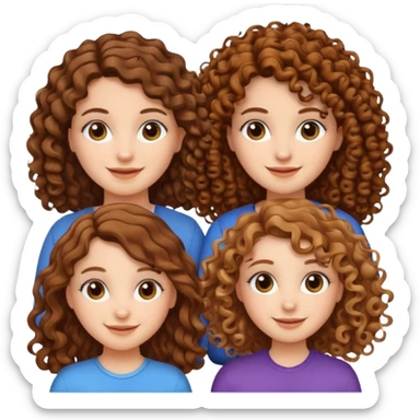 Three white girls, all of off this with brown hair but one whit straight one whit curly and one whit very curly sticker