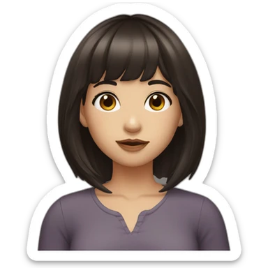 girl with dark brown long hair and bangs with monolids sticker
