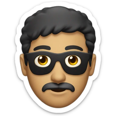 Hispanic pirate man with one eye patch with short stubble and mustache sticker