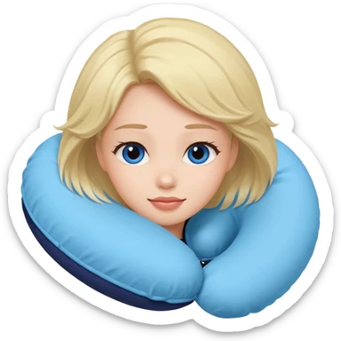 woman using travel pillow  sticker