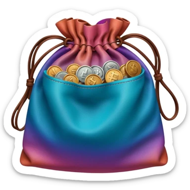 coins inside brown leather bag

Change coins color in in gradient of turquoise, blue, pink, purple, and coral sticker