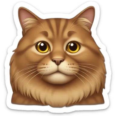 brown fat cat with long hair sticker