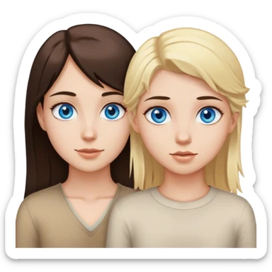 Brunette girl with blus eyes and blonde boy with brown eyes sticker